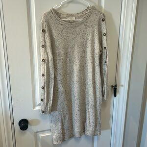 Speckled off-white sweater dress